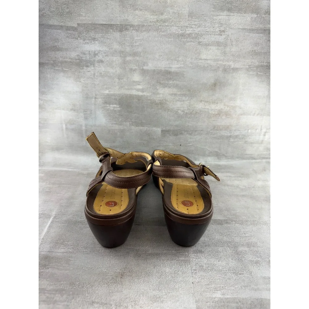 Clarks Unstructured Bronze Leather Strappy Slingback Wedge Sandals Women Sz 8M